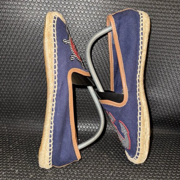 Tory Burch Flats Denim Navy Nautical Beach Slip On Fish Sailboat Women's Size 10 - Picture 5 of 10